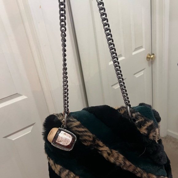 Kurt Geiger Soho multi rainbow faux fur cross body bag - Picture 5 of 5